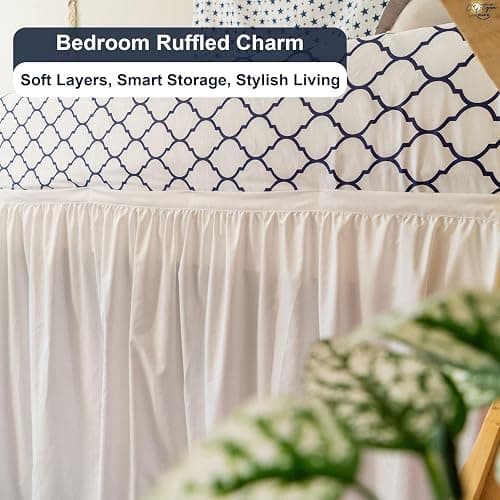 Cottington Lane Ruffled Dorm Room Bed Skirt Twin XL 36 Inch Drop, Hotel Quality Premium 1800 Brushed Microfiber Twin Extra Long College Dust Ruffle, White thumbnail 3