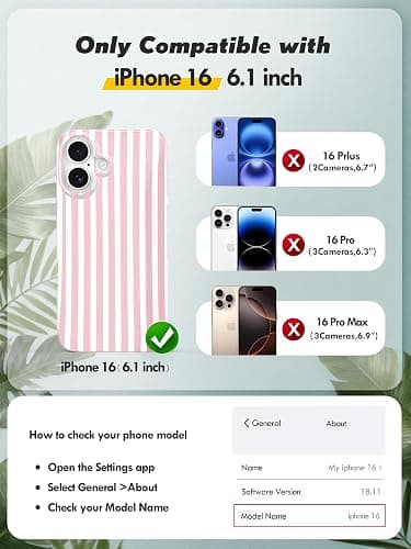 Compatible with iPhone 16 Case, with Aesthetics Striped Design Case for Women Girl, Cute Fashion Simple Soft TPU Slim Protection Phone Case for iPhone 16 6.1'' - Light Pink & White thumbnail 2