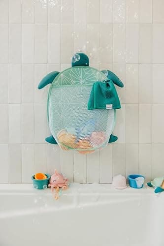 Oceana Bath Toy Organizer with Suction Cups by Copper Pearl: Extra-Large Mesh Bath Toy Holder for Bathtub, Quick-Dry Bath Toy Storage Net, Convenient Bath Toy Net for Tub - Wade thumbnail 6