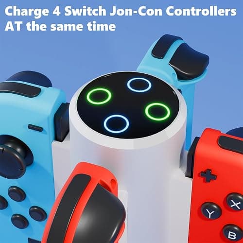 HONCAM Joycon Charging Dock for Switch Controller, Switch Accessories Compatible with Joycon,4 in 1 Charger with a USB Type-C Cord (White) thumbnail 3