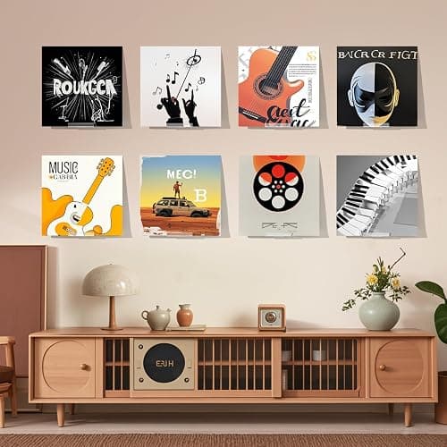 HEKORE 6 Pcs Vinyl Record Display Shelf Wall Mount, Self Adhesive Clear Acrylic Album Holder, Invisible Floating Shelves for Wall No Screw, CD Shelf, Kids Bookshelf thumbnail 2