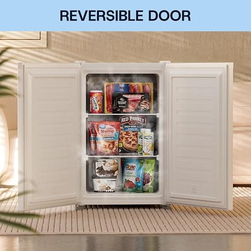 Upstreman 3.0 Cu.ft Small Mini Freezer Upright Freezer with Reversible Door, Fast Cooling, 5 Adjustable Thermostat, Stand Up Freezers with Ice Trays Defrosting Tools for Home, Dorm (White) thumbnail 7