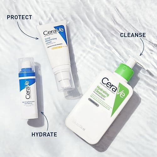 CeraVe Hydrating Cleanser, for normal to dry skin, contains Hyaluronic Acid and 3 essential ceramides, facial cleanser for sensitive skin, Cerave skin care face wash thumbnail 6