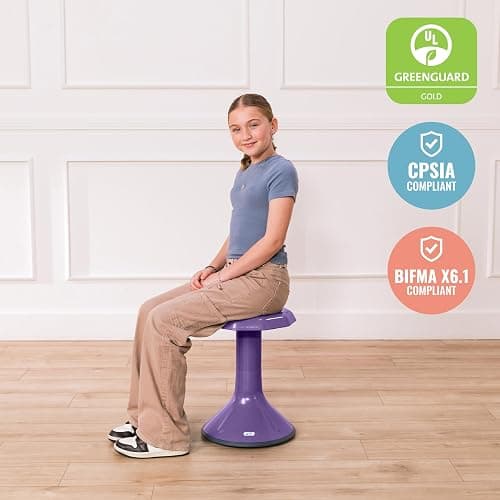 ECR4Kids ACE Active Core Engagement Wobble Stool, 18-Inch Seat Height, Flexible Seating, Eggplant | Durable plastic, GREENGUARD Gold Certified, 13 years +, 220 lb capacity, fully assembled, flexible seating for classroom use thumbnail 6