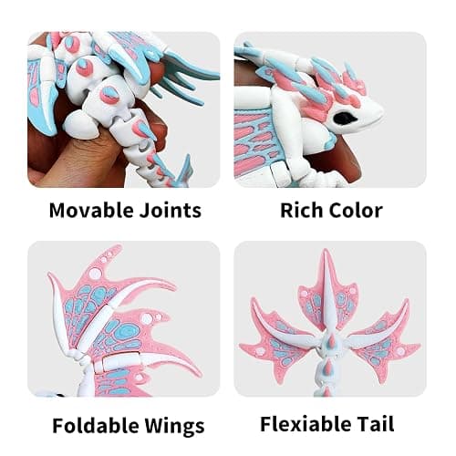 AQXYTK 2 Pack Articulated 3D Printed Dragon with Wings Toy | 7" Sensory Fidget Dragon ToysToys, Winged Dragon Model, Fantasy Desktop Pet Decor, Dragon Gift for Kids & Adult thumbnail 6