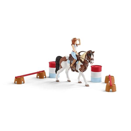 Schleich Horse Club 12-Piece Hannah's Riding Horse Set - Rodeo Riding with Cowgirl and Horse, Realistic Western Rodeo Farm Animal Toys and Accessories, Gift for Toddlers, Boys, and Girls Ages 5 and up thumbnail 3