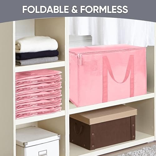 TICONN 8 Pack Extra Large Moving Bags Heavy Duty with Zippers & Carrying Handles, Durable Storage Bags Moving Boxes for Closet Organizers and Storage (8 Pack, Coral) thumbnail 8