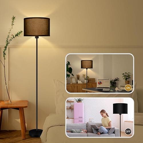 AUQUEE Floor Lamps for Living Room, Modern Standing Lamp, Black Lamp Shades, Foot Switch, Simple Pole Lamps Corner Lamp for Bedroom,Office, Living Room, Den, Bright Reading Floor Lamp(Without Bulb) thumbnail 7