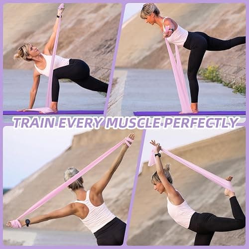 Stretch Bands for Exercise, Resistance Bands for Working Out, Exercise Bands for Physical Therapy, Pilates, Rehab, Stretch, Strength Training and Yoga Starter Set thumbnail 7
