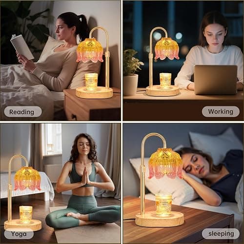 Flower Candle Warmer lamp with Timer Dimmer,Adjustable Height Candle Warmer,Fits All Jar Scented Candles,Christmas Gifts for Mom Women,Candle Lamp for Bedroom Home Decor,Light Pink thumbnail 6