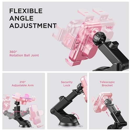 Wireless Car Charger,【7 Colored LED Backlit】 15W Auto Clamping Car Charger Phone Mount Holder fit for iPhone 14 13 12 Mini Pro Max 11 XR XS, Samsung Galaxy S23 Ultra S22 S21+ S10+ Note 20, etc - Pink thumbnail 7