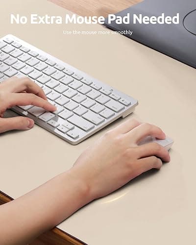 YSAGi Leather Desk Pad Protector, Office Desk Mat, Large Mouse Pad, Non-Slip PU Leather Desk Blotter, Waterproof Laptop Desk Writing Pad for Office and Home (23.6" x 13.8", Eggshell) thumbnail 3