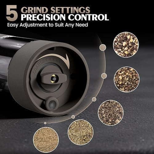 Electric Salt and Pepper Grinder Set Automatic Adjustable Coarseness Pepper Grinder Shakers Set Kitchen Products Anniversary Birthday Ideas Gifts for Men thumbnail 3