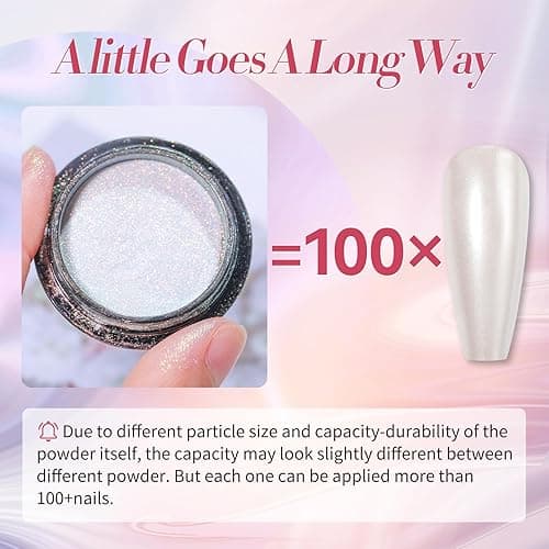 BORN PRETTY White Pearl Chrome Nail Powder And Chameleon Aurora Nail Powder Pigment Mermaid Pigment Pearl Glitter Dust Kit,Nail Art Decoration 2Boxes thumbnail 7