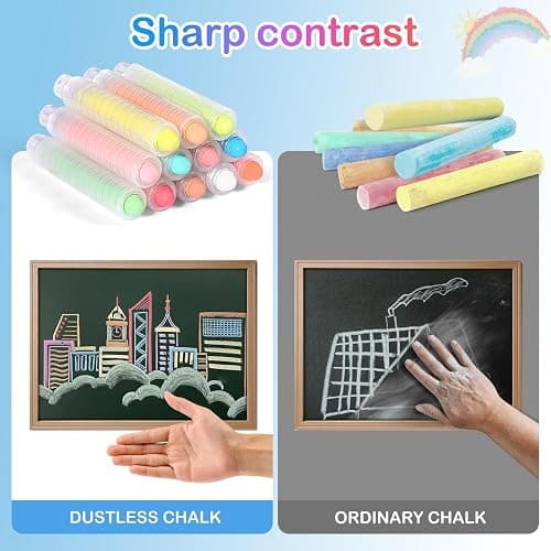 72Pcs Colored Dustless Washable Drawing Chalk Artists Set with 24 Holder - Non-Toxic Art & Drawing Supplies for Kids,Works on Glass/Paper/Wood/Tile (Avoid Rough Textures,Not For ROUGH Chalkboard Use) thumbnail 5