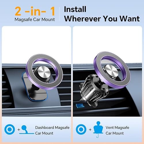 Kaistyle for Magsafe Car Mount【20 Strong Magnets】Magnetic Phone Holder for Car Phone Holder Mount Dash Mounted Holders Cell Phone Holders for Your Car Accessories for Women Men for iPhone 17 16 15 14 thumbnail 2