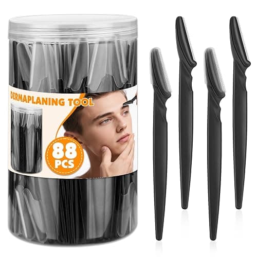 Phyyixs 88 Pcs Eyebrow Razors & Face Razors for Women in Storage Jar – Black Color Dermaplane Razor for Women Face & Men, Safe Face Shaver with Protective Covers - Image 1