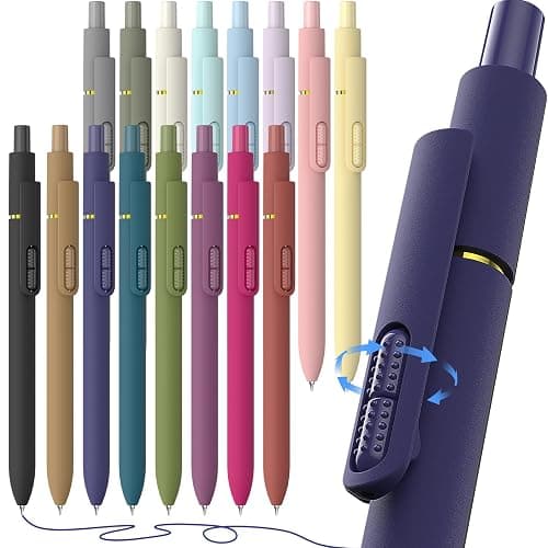 Hiacry 16Pcs Blue Ink Gel Pens,Quick-Dry 0.7mm Fine Point Fidget Pens for Smooth Writing, Journaling & Drawing, Aesthetic Pen for Women, School & Office Supplies (Vintage + Morandi Blue Ink 16Pack - Image 1