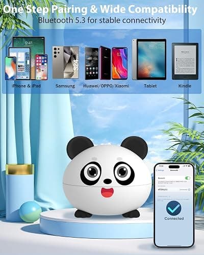 COOTIMOCK Wireless Earbuds for Kids, Built with Mic, 85dB Safe Volume, Light Weight, Bluetooth 5.3, IPX6 Waterproof, Passive Noise Cancelling, Girls Boys Teen Earbuds for School Travel, Panda thumbnail 7