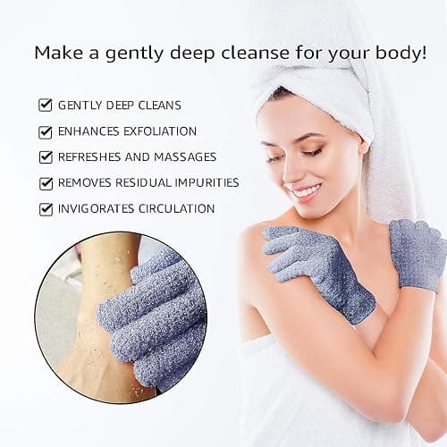 Evridwear Exfoliating Dual Texture Bath Gloves for Shower, Spa, Massage and Body Scrubs, Dead Skin Cell Remover, Gloves with Hanging Loop (1 Pair Heavy Glove) thumbnail 3