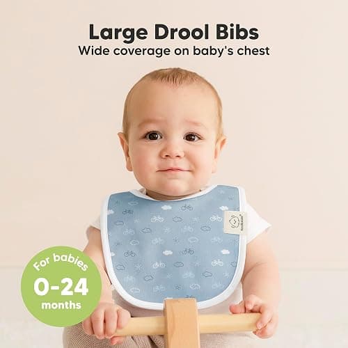 8-Pack Organic Baby Bibs for Boys, Girls - Soft Cotton Drooling and Teething Bibs for Baby Girl & Boy, Extra Absorbent, Easy To Clean & Put On for Toddler, Newborn, Infant 0-24 Months (Vessels) thumbnail 2