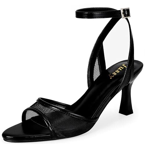 Jussy Kitten Heels for Women Pointed Open Toe Strappy Heeled Sandals Shoes | 3.35 Inch Stiletto High Heels,True to Size, Anti-Slip Rubber Sole, Comfy,Stylish, Wedding Bridal Prom Summer Dress Shoes - Image 1