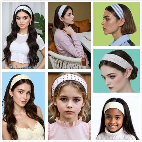 Zupro 6 PCS Fashion Women's Headbands Girls' Holiday Hair Bands Short Hair Hair Accessories- Floral Heart Stripe Print Rustic Style Patterns - Non-Slip Stretchy Soft for Yoga, Fitness, Daily Use. thumbnail 5