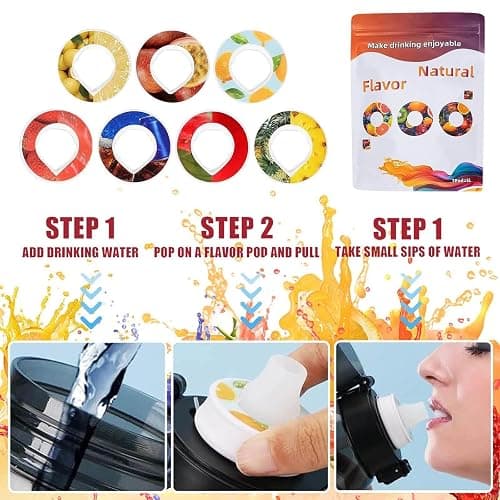 FQQPMS 7 x Aromatic Capsules for Air Water Bottles - 0 Calories Sugar - Aromatic Capsules: Pineapple, Cola, Orange, Red Bull, Lemon, Peach, Green Grapes thumbnail 3