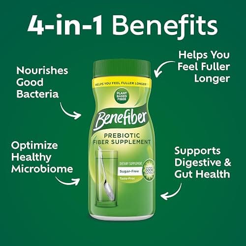 Benefiber Daily Prebiotic Fiber Supplement Powder for Digestive Health, Unflavored -124 Teaspoons (8.7 Ounces) thumbnail 2