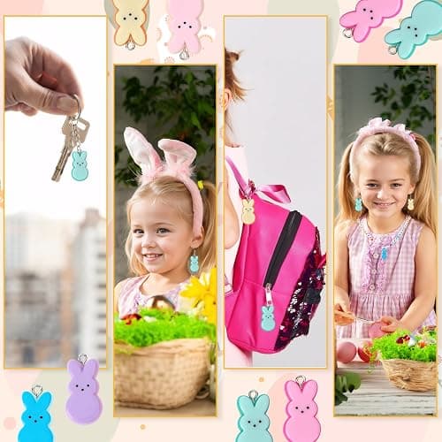 Augshy 64 Pcs Easter Bunnies Charms Resin Rabbit Beads Rabbits Ornament Pendant for Easter DIY Craft Bracelet Necklace Jewelry Making thumbnail 7