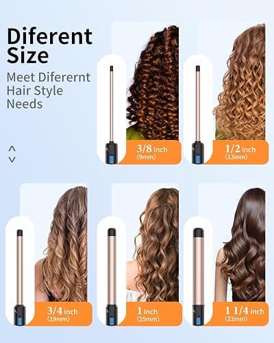 1 Inch Curling Wand Long Barrel, Dual Voltage Hair Curling Iron Wand Ceramic for Long Hair,10 Adjustable Temp thumbnail 6