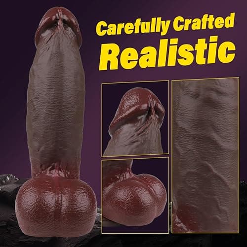 7 Inch Girth Huge Thick Black Dildo, Real Skin Dual Density Silicone Dildos with Strong Suction Cup for Hands-Free Play, G-spot Realistic Anal Dildo Anal Sex Toys for Men and Women thumbnail 2