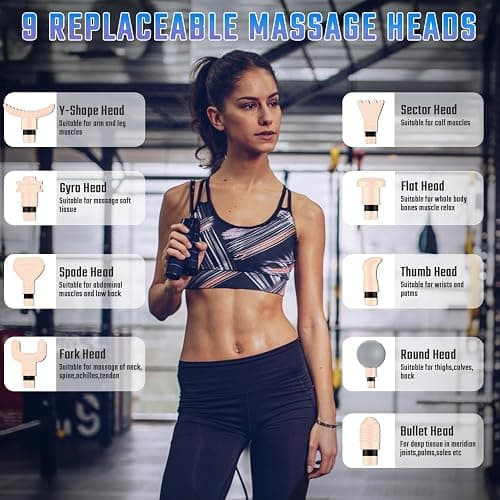 cotsoco Massage Gun, Muscle Massage Gun with 9 Attachment Heads 20 Speeds & Silent Brushless Motor, Handheld Percussion Back Massager Gun for Athletes (Pink) thumbnail 5
