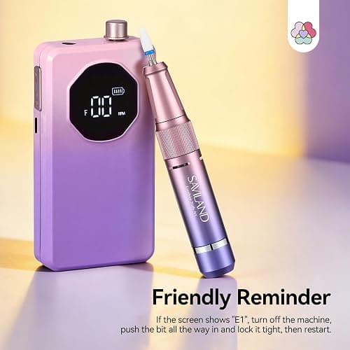 SAVILAND 2026 Nail Drill Professional: 40000RPM Electric Nail Drill 30S Fast Removal for Acrylic Nails Low Noise Electric Nail File Long-Lasting Manicure Pedicure Mobile Tech & Salon (Gradient Purple) thumbnail 3