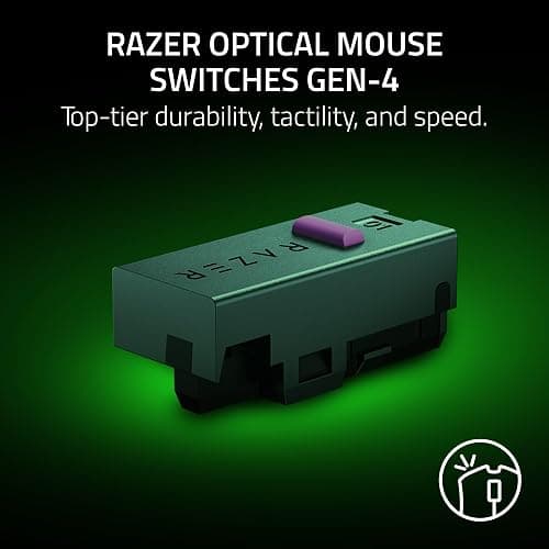 Razer DeathAdder V4 Pro Wireless Gaming Mouse: 56g Lightweight - HyperSpeed Wireless Gen-2 - Optical Scroll Wheel - Optical Switches Gen-4 - Focus Pro 45K Sensor Gen-2 - Up to 150 Hr Battery thumbnail 9