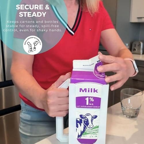 Carton Caddy XL Half Gallon Milk Carton Holder with Handle, Juice Box, Soda Bottle and Milk Half Gallon Holder with Handle, Rust Free, Dishwasher Safe, Reusable, Easy to Clean, Ergonomic thumbnail 7