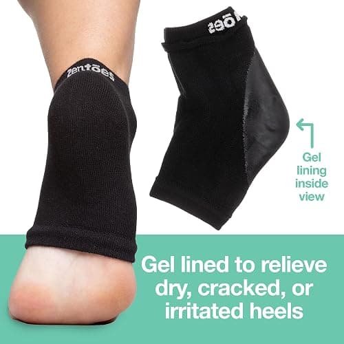 ZenToes Moisturizing Socks for Cracked Heel Treatment, Vitamin E, Olive Oil and Jojoba Oil Infused Heel Socks, Spa Gifts for Women, Relaxation Gifts for Women (Cotton Black, Wide Width) thumbnail 4