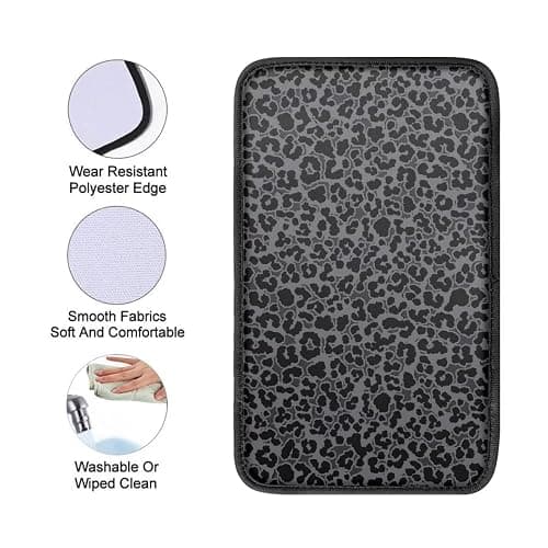 Dreaweet Black Leopard Print Car Center Console Cover Cheetah Print Car Accessories for Women Arm Rest Cover for SUV Sedan Non-Slip Comfortable Car Armrest Cover Pad,Easy to Install thumbnail 5