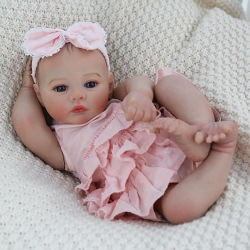 KSBD Realistic Reborn Dolls Girl - 18 Inch Lifelike Newborn Eyes Open Doll Real Life with Soft Weighted Body, Advanced Painted Gift Set for Kids Age 3+… thumbnail 3