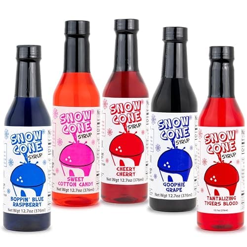 12.7oz Sno Cone Syrups-Five Pack-Fun Flavor Assortment - Image 1