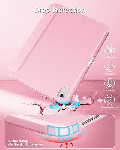 DTTO for iPad (A16) 11th Generation Case 11 Inch 2025, iPad 10th Generation Case 10.9 Inch 2022, Slim Tri-fold Stand Soft TPU Back Protective Cover with Pencil Holder - Auto Sleep/Wake, Pink thumbnail 4