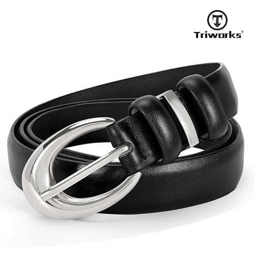 TRIWORKS Women Leather Belt for Jeans Pants Fashion Ladies Skinny Faux Leather Dress belt with Gold Buckle thumbnail 6