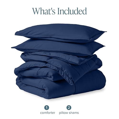 Bare Home Comforter Set - Queen Size - Ultra-Soft - Goose Down Alternative - Premium 1800 Series - All Season Warmth (Queen, Dark Blue) thumbnail 8