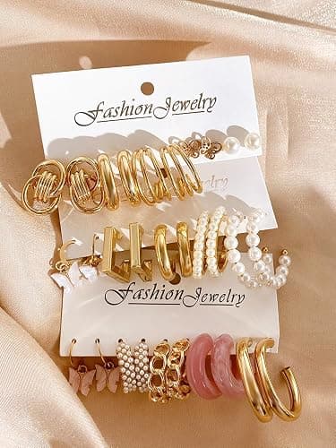 45 Pairs Gold Hoop Earrings for Women, Chunky Twisted Small Big Hoops Earring Packs Set, Earrings for women multipack, Fashion Trendy Earrings Jewelry for Birthday Party Christmas Gift thumbnail 8