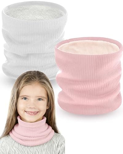 Chicingyou 2 Pack Fleece Neck Warmers for Kids Winter Thick Neck Warmer Cover Knitted Lined Ski Winter Scarf for Boy and Girl - Image 1