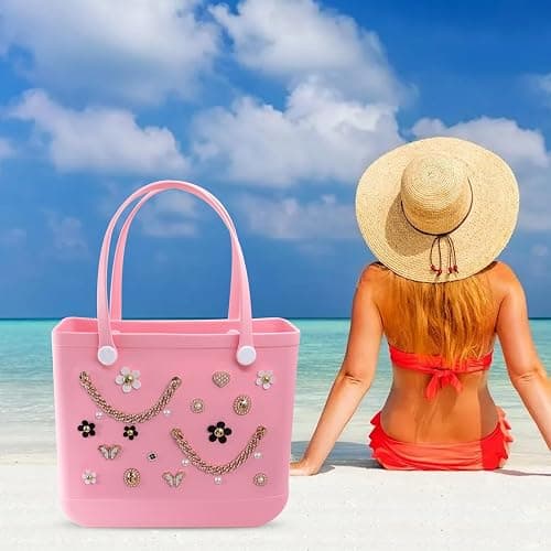 ROPCIA 30 PCS Charms for Bogg Bag Pearls & Flowers Butterfly & Bling Chain Accessories Compatible Simply Southern Beach Bag Tote Insert thumbnail 6