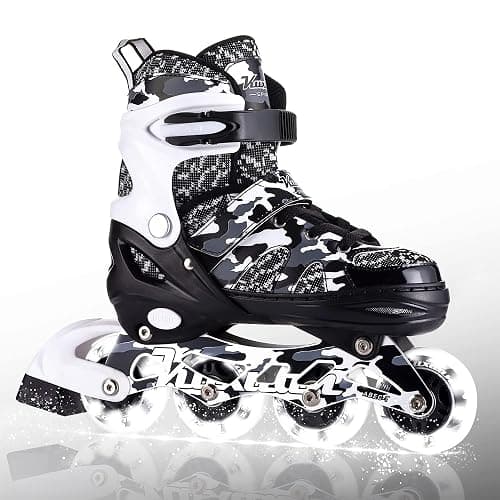 Kuxuan Boys Adjustable Inline Skates with Light up Wheels, Fun Illuminating Skates for Kids Girls Youth - Image 1