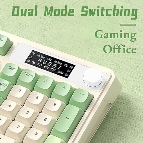AULA S99 Pro Wireless Keyboard, Display Screen & Media Knob, Tri-Mode Bluetooth/2.4G/USB-C RGB Creamy Gaming Keyboard with Number Pad Macro Keys, Custom Computer Keyboards for Laptop PC Gamer - Green thumbnail 6