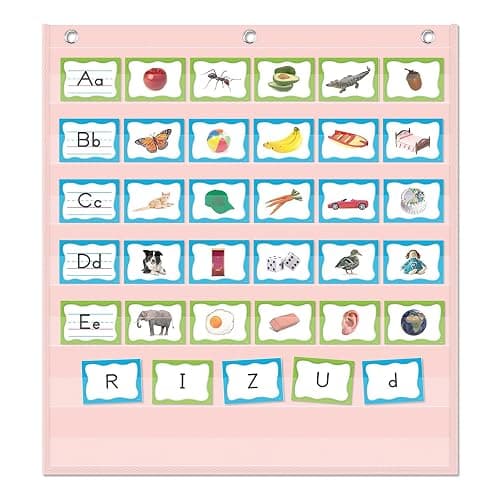Godery Pink 7 Pocket Chart for Classroom (28" x 28")(Pink) thumbnail 5