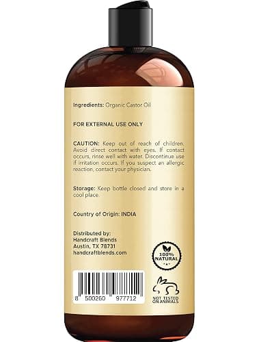 Handcraft Blends Organic Castor Oil - 16 Fl Oz - 100% Pure and Natural - Premium Grade Carrier Oil for Hair Growth, Eyelashes and Eyebrows - Hair and Body - Expeller-Pressed & Hexane-Free thumbnail 4